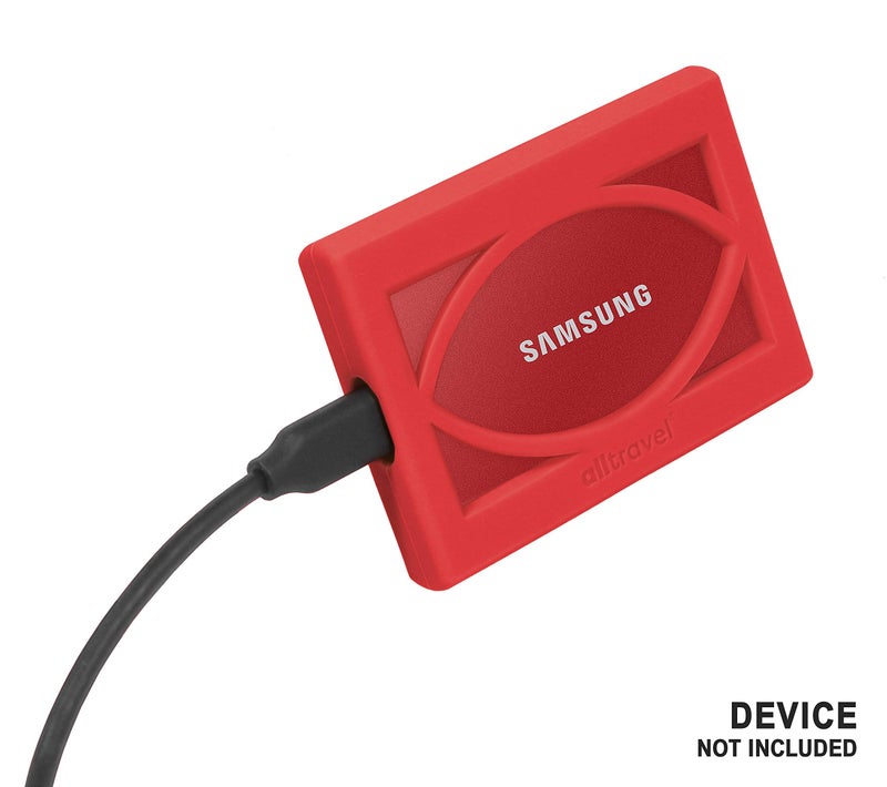 Alltravel غطاء واقي خارجي لمحرك الأقراص الصلبة من Alltravel لجهاز Samsung T7 وT7 Touch - 1TB، 2TB، 500GB - محركات أقراص صلبة خارجية USB 3.2، واقي قوي للغاية ضد الصدمات، الاهتزاز والسقوط (أحمر) - Image 5